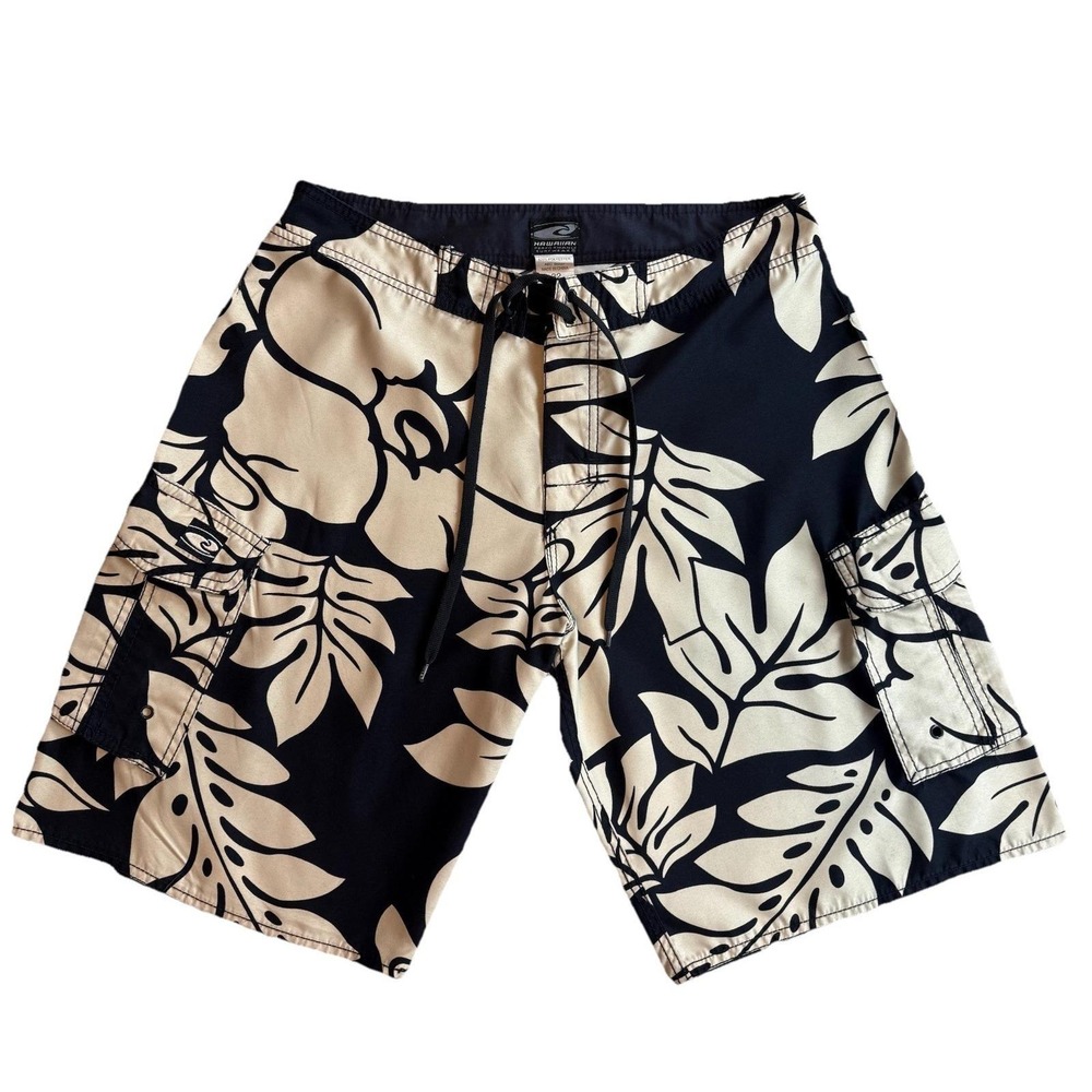 Hawaiian Performance Surfwear Cargo Swim Trunks Floral Board Shorts Mens Size 32 - Picture 2 of 14